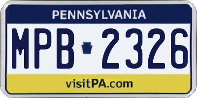 PA license plate MPB2326