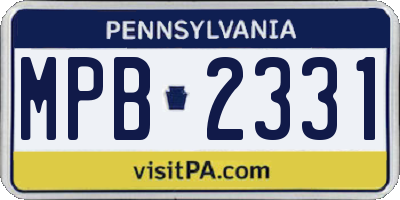 PA license plate MPB2331