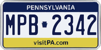 PA license plate MPB2342