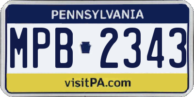 PA license plate MPB2343