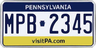 PA license plate MPB2345