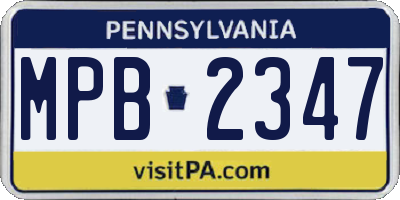 PA license plate MPB2347
