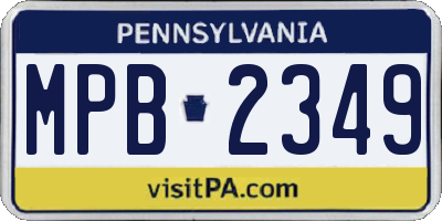 PA license plate MPB2349