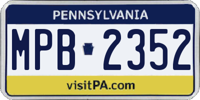 PA license plate MPB2352