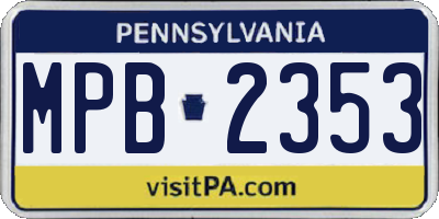 PA license plate MPB2353
