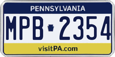 PA license plate MPB2354