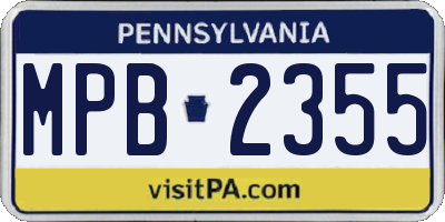 PA license plate MPB2355