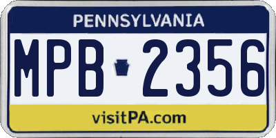 PA license plate MPB2356