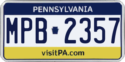 PA license plate MPB2357