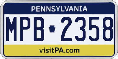 PA license plate MPB2358