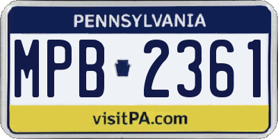 PA license plate MPB2361