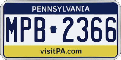 PA license plate MPB2366
