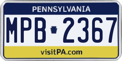 PA license plate MPB2367