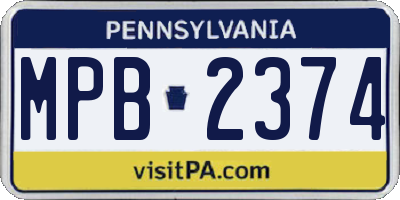 PA license plate MPB2374
