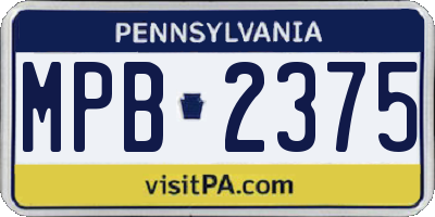 PA license plate MPB2375