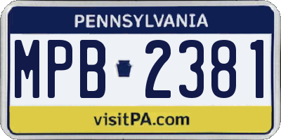 PA license plate MPB2381