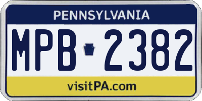 PA license plate MPB2382