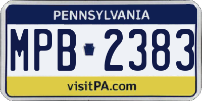 PA license plate MPB2383