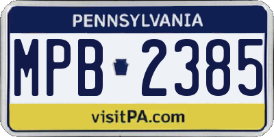 PA license plate MPB2385