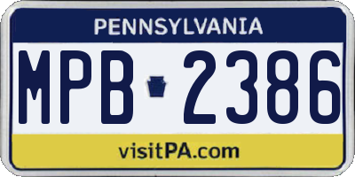 PA license plate MPB2386