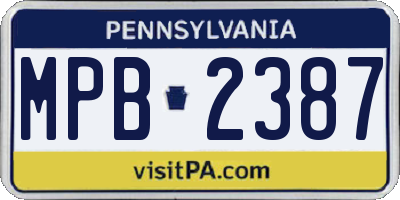 PA license plate MPB2387