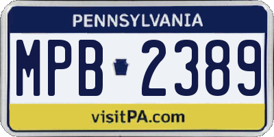 PA license plate MPB2389