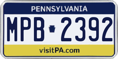 PA license plate MPB2392