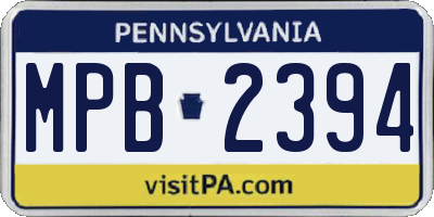 PA license plate MPB2394