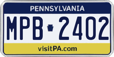 PA license plate MPB2402