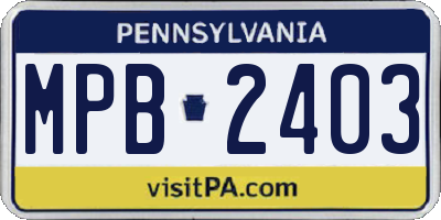 PA license plate MPB2403