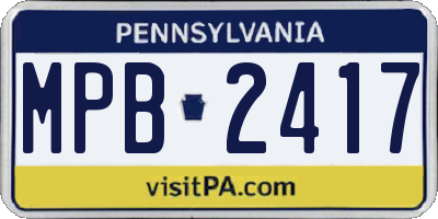 PA license plate MPB2417