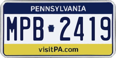 PA license plate MPB2419