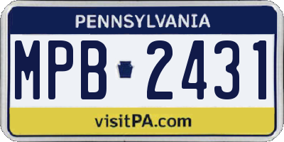 PA license plate MPB2431