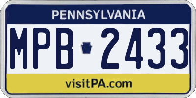 PA license plate MPB2433