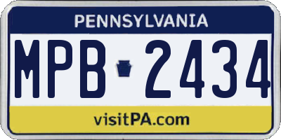 PA license plate MPB2434