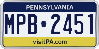 PA license plate MPB2451