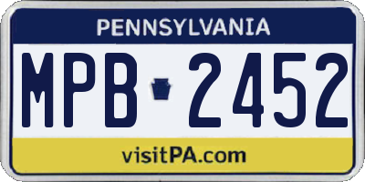 PA license plate MPB2452