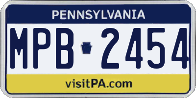 PA license plate MPB2454