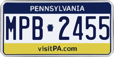 PA license plate MPB2455