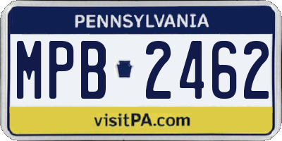 PA license plate MPB2462