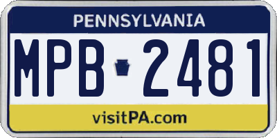 PA license plate MPB2481