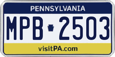 PA license plate MPB2503