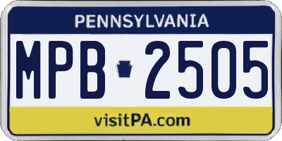 PA license plate MPB2505