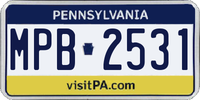 PA license plate MPB2531