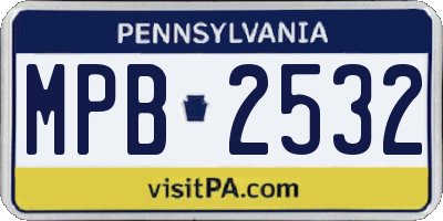 PA license plate MPB2532