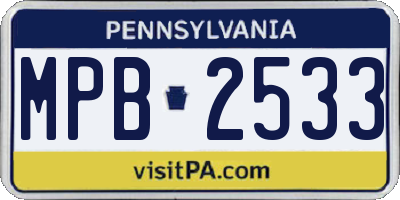 PA license plate MPB2533