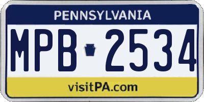 PA license plate MPB2534