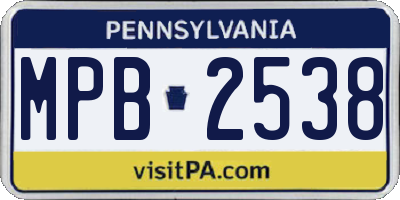 PA license plate MPB2538