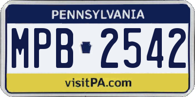 PA license plate MPB2542