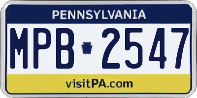 PA license plate MPB2547
